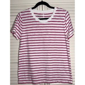 J.Crew Pink Striped Girlfriend‎ Tee Size M